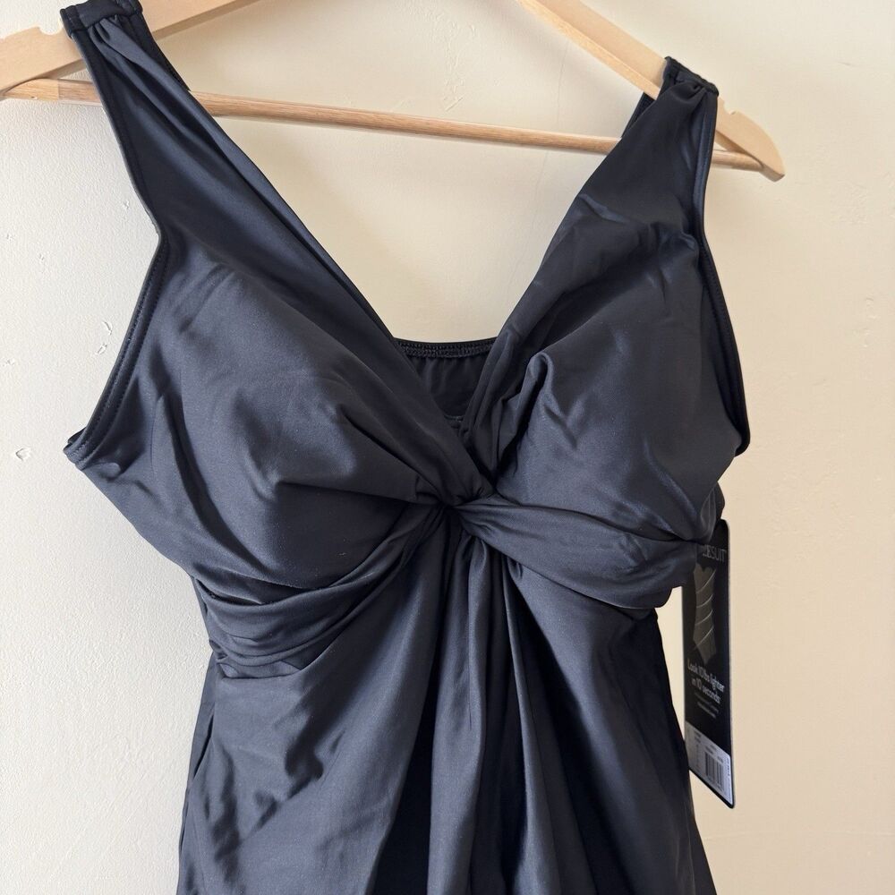 Miraclesuit Marais One Piece Swimdress Black Sz 12 - Picture 5 of 11